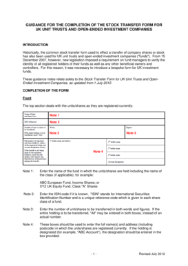 Stock Transfer Form for UK Unit Trusts and Open-Ended Investment Companies