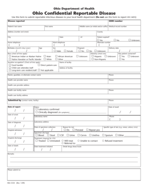 Ohio Confidential Reportable Disease Form