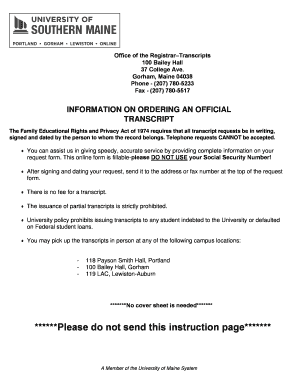 University of Maine Transcript Request Form