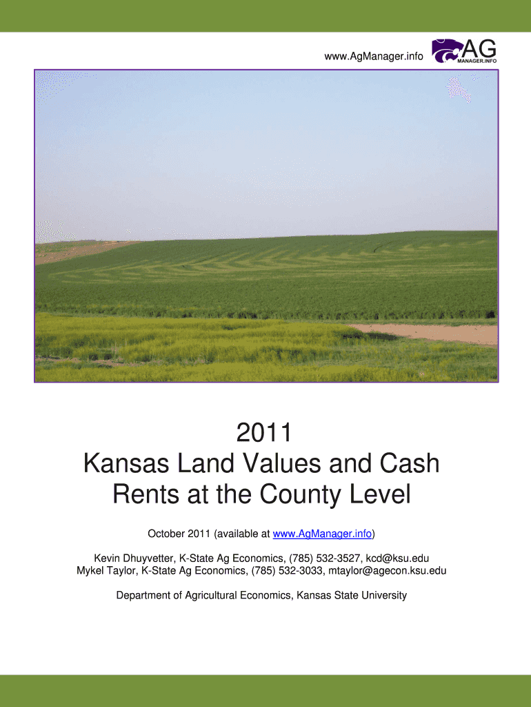 Fillable Online Kansas Land Values and Cash Fax Email Print pdfFiller