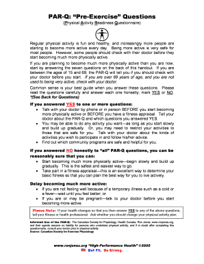 Physical Activity Readiness Questionnaire