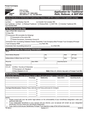 Application for Traditional, Roth, Rollover & SEP IRA