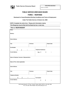 Ontario Public Service Grievance Board Form 2
