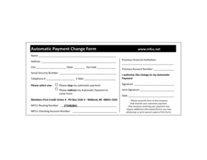 Automatic Payment Change Form