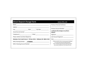 Direct Deposit Change Form