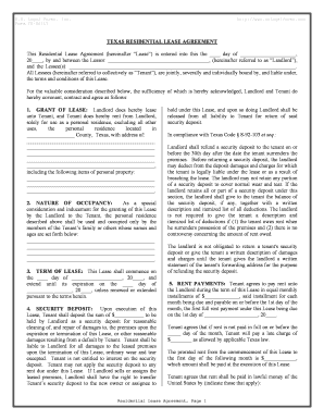 Texas Residential Lease Agreement