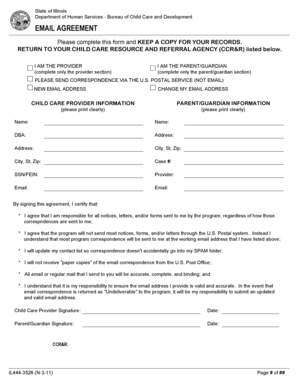 Illinois Email Agreement for Child Care