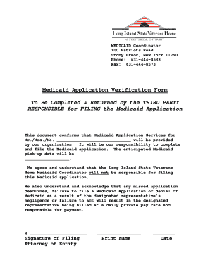 Medicaid Application Verification Form
