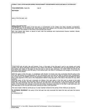 New York Warranty Deed With Full Covenants