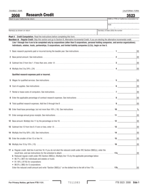 California Research Credit Form 3523
