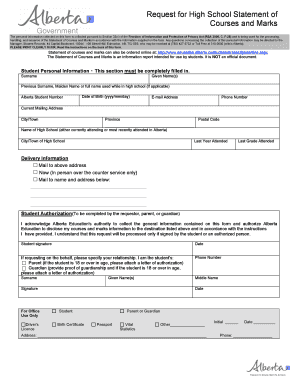 Alberta High School Statement of Courses and Marks