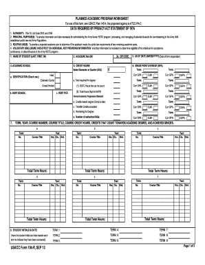 US Army ROTC Academic Program Worksheet
