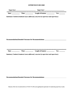 Supervision Record Form
