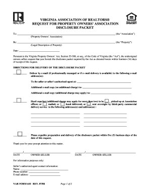 Virginia Property Owners' Association Disclosure Request Form