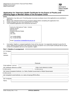 Fillable Online Application For Veterinary Health Certificate For The Export Of Gov Uk Fax Email Print Pdffiller