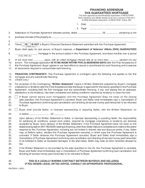 Financing Addendum DVA Guaranteed Mortgage