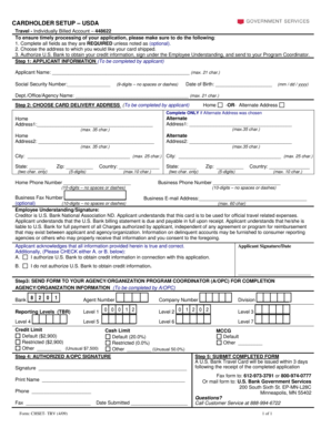 USDA Travel Card Application Form