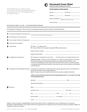 US Copyright Office Document Cover Sheet