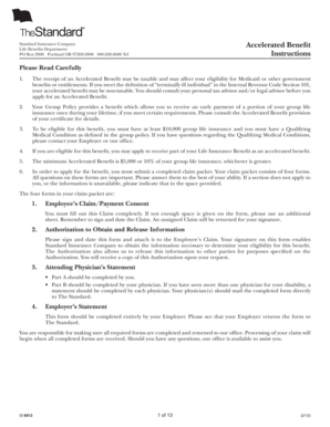 Standard Insurance Accelerated Benefit Claim Form