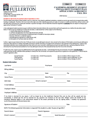 California Resident Student Installment Payment Plan