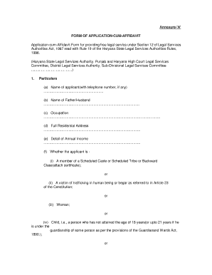 Application-cum-Affidavit for Free Legal Service