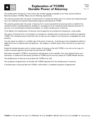 Texas Durable Power of Attorney for TCDRS