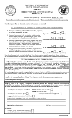 Louisiana LCSW-BACS License Renewal Application