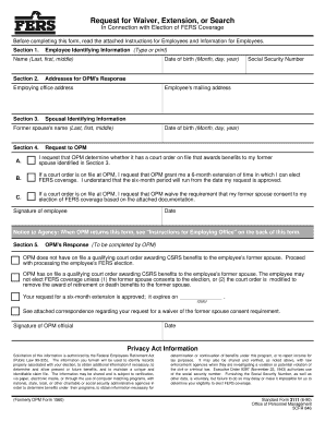 Request for Waiver, Extension, or Search for FERS Coverage
