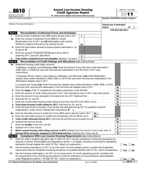 Form 8610 Annual Credit Agencies Report