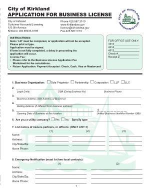 Kirkland Business License Application