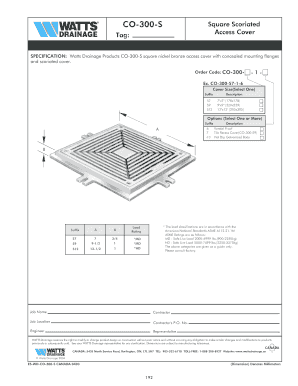 Watts Drainage Access Cover Order Form