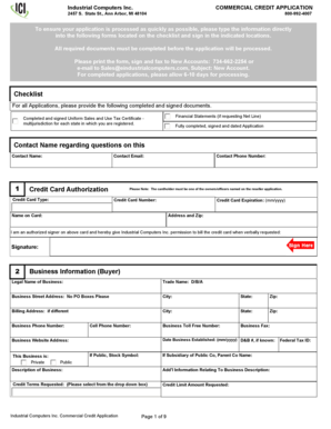 Industrial Computers Inc Commercial Credit Application
