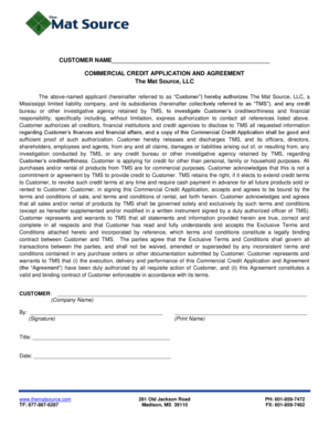 Commercial Credit Application and Agreement
