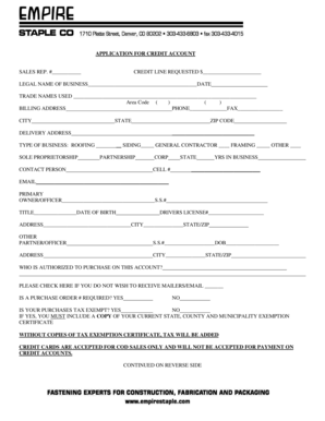 Application for Credit Account