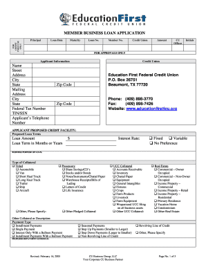 Member Business Loan Application