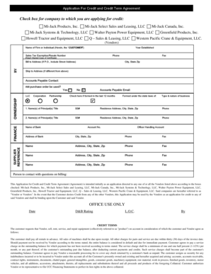Application for Credit and Credit Term Agreement