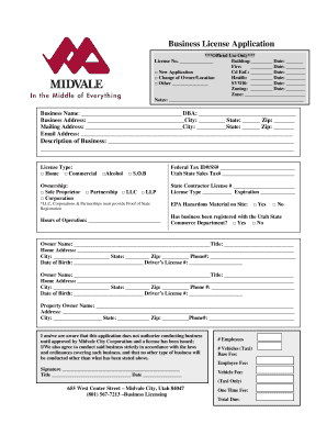 Utah Commercial Business License Application
