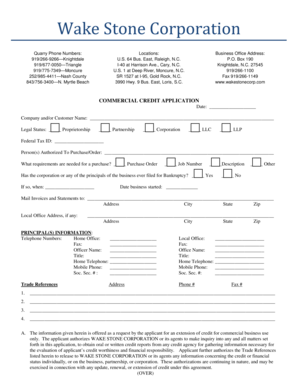 Commercial Credit Application