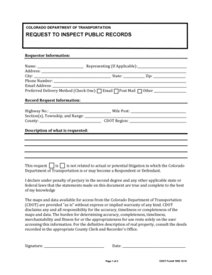 Colorado Public Records Inspection Request