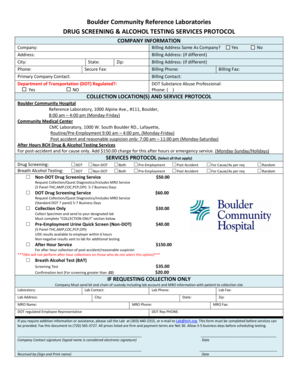 Drug Screening and Alcohol Testing Services Protocol