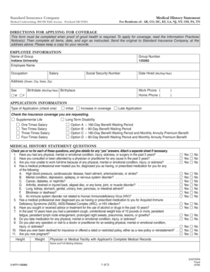 Standard Insurance Medical History Statement