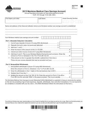 Montana Medical Care Savings Account Annual Reporting Form