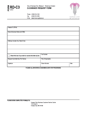 Kansas City Clearance Request Form