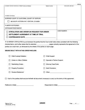 California Stipulation and Order on Request for Order