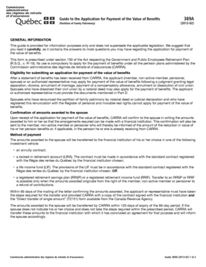 Application for Payment of the Value of Benefits 389A