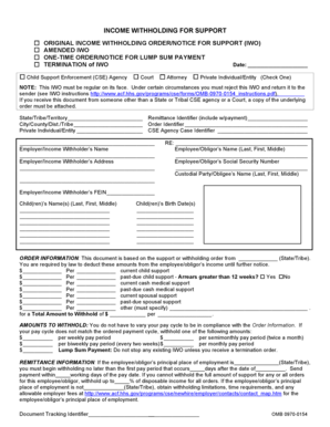 Income Withholding Order for Support