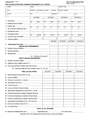 Maths calculation sheet - Form 621, L-4104 STC Calculator Cost Computation Sheet - michigan