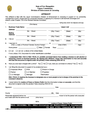 New Hampshire Liquor Commission Affidavit