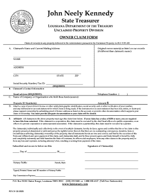 Louisiana Unclaimed Property Claim Form