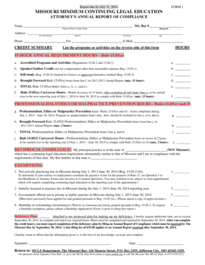 Missouri Attorney's Annual Report of Compliance